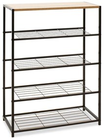 Shoe rack Ramon 12 pairs modern oak color with black metal frame 83x30x43cm 63x30x83 εκ.