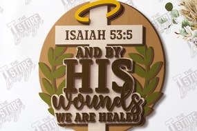 Σετ των 2 Intra απο ξύλο plywood 3mm-4mm πάχος Χριστιανική στρογγυλή πινακίδα τοίχου |CNC Δίασταση 30x20 cm INTRAFABR-120961770