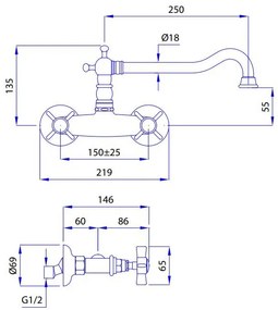 Μπαταρία κουζίνας Bugnatese Princeton 852-Ασημί