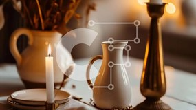 Intra Συλλεκτικό Ξύλινο Παζλ Plywood 4mm - Σετ τραπεζαρίας με πιάτα, φλιτζάνια και κηροπήγια Σε Ξύλινο Κουτί - Διαστάσεις Puzzle: 10x10 cm – 25 κομμάτια