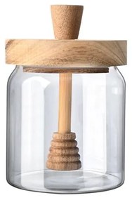 Estia Δοχείο Μελιού Allure Γυάλινο 450ml 9x9x13.5cm Με Ξύλινο Κουτάλι 01-17453