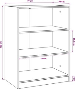 vidaXL Ντουλάπι Μαύρη δρυς 77 x 48 x 102 cm Επεξεργασμένο Ξύλο