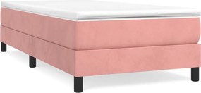 vidaXL Κρεβάτι Boxspring με Στρώμα Ροζ 90x200 εκ. Βελούδινο