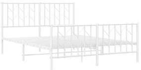 Πλαίσιο Κρεβατιού με Κεφαλάρι/Ποδαρικό Λευκό 135x190εκ. Μέταλλο