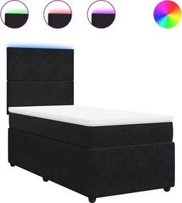 vidaXL Κρεβάτι Boxspring με Στρώμα Μαύρο 80 x 200 εκ. Βελούδινο