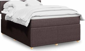 vidaXL Κρεβάτι Boxspring με Στρώμα Σκούρο Καφέ 140x200 εκ Υφασμάτινο
