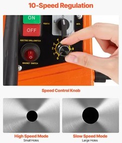 Magnetic Drill 1450W 2878 lbf Portable Mag Drill Press 2 in Boring Diameter