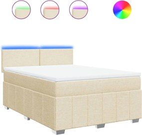 vidaXL Κρεβάτι Boxspring με Στρώμα Κρεμ 160x200 εκ. Υφασμάτινο