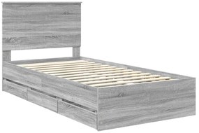 vidaXL Σκελετός Κρεβατιού Γκρίζο Σονομα 100 x 200 cm Μηχανήματος Ξύλο