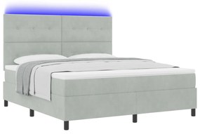 vidaXL Κρεβάτι με Στρώμα & LED Φως Γκρι 180x200 cm Βελούδο
