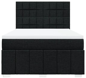 Κρεβάτι Boxspring με Στρώμα Μαύρο 140x200 εκ. Υφασμάτινο - Μαύρο