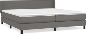vidaXL Κρεβάτι Boxspring με Στρώμα Γκρι 200x200 εκ. Συνθετικό Δέρμα