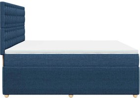 vidaXL Κρεβάτι Boxspring με Στρώμα Μπλε 200x200 εκ. Υφασμάτινο