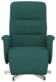vidaXL Πολυθρόνα Ανακλινόμενη με Υποπόδιο Σκούρο Πράσινο Υφασμάτινη