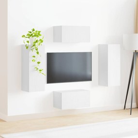 vidaXL Σετ επίπλου τηλεόρασης Επιτοίχιο 2 pcs Λευκό Επεξεργασμένο ξύλο