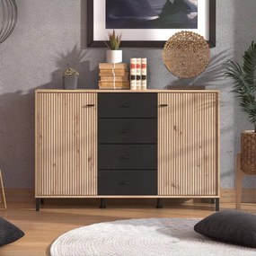 Μπουφές Avignon 138 3K4F2V Artisan oak - Μαύρο 139x40x90εκ. 139x40x90 εκ.