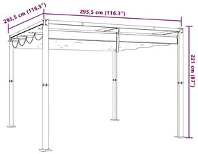 Πέργκολα Κήπου με Πτυσσόμενη Οροφή Taupe 3 x 3 μ. Ατσάλινο - Μπεζ-Γκρι