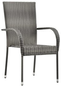 vidaXL Σετ 5 Τεμαχίων Φαγητού Κήπου Γκρι Poly Rattan