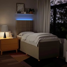 vidaXL Κρεβάτι Boxspring με Στρώμα Κρεμ 90x190 εκ.Υφασμάτινο