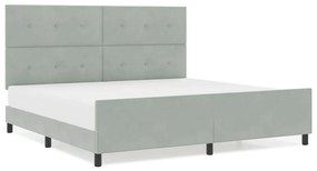 vidaXL Σκελετός Κρεβατιού Ανοιχτό γκρι 200 x 200 cm Βελούδο