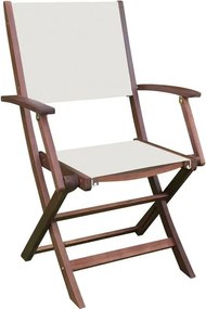 CRICKET Πολυθρόνα Πτυσσόμενη Ξύλο Acacia, Textilene Άσπρο   2τμχ