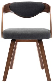 vidaXL Καρέκλες Τραπεζαρίας 6 τεμ. Σκούρο Γκρι Λυγισμένο Ξύλο &amp; Ύφασμα