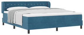 vidaXL Κρεβάτι Box Spring  με Στρώμα Σκούρο Μπλε 180x200 εκ. Βελούδο