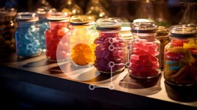 Σετ των 2 Intra Συλλεκτικό Ξύλινο Παζλ Plywood 4mm - Πολύχρωμη καραμέλα σε γυάλινα βάζα Σε Ξύλινο Κουτί - Διαστάσεις: 10x10 cm – 25 κομμάτια