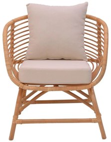 Καρέκλα - Πολυθρόνα Caxen φυσικό rattan-λευκό μαξιλάρι 72x63x75 εκ. 72x63x75 εκ.