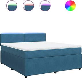 vidaXL Κρεβάτι Boxspring με Στρώμα Μπλε 180x200 εκ. Βελούδινο