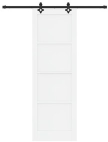 vidaXL Συρόμενη Πόρτα με Σετ Υλικών Λευκή 78x232 εκ. Συμπαγές Ξύλο Πεύκος