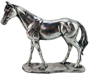 Διακοσμητικό Άλογο 269-122-159 20,5x5,5x18,8cm Silver Πολυρεσίνη
