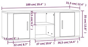 Έπιπλο Τηλεόρασης Μαύρο 100x31,5x35εκ. Επεξ. Επεξεργασμένο Ξύλο - Μαύρο