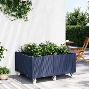 vidaXL Ζαρντινιέρα Κήπου με Ροδάκια Μπλε Γκρι 100x80x54εκ. Πολυπροπυλένιο