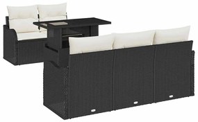 vidaXL Σετ Καναπέ Κήπου με μαξιλάρι 6 pcs Μαύρο Πολυ ράταν