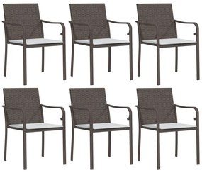 Καρέκλες Κήπου με Μαξιλάρια 6 τεμ. Καφέ 56x59x84 εκ Συνθ. Ρατάν - Καφέ