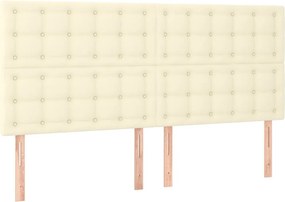 vidaXL Κρεβάτι Boxspring με Στρώμα &amp; LED Κρεμ 200x200 εκ. Συνθ. Δέρμα