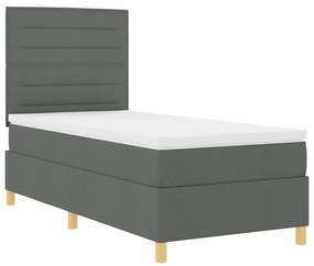 vidaXL Κρεβάτι Box Spring με στρώμα Σκοτεινού Γκρι Μονό Ύφασμα