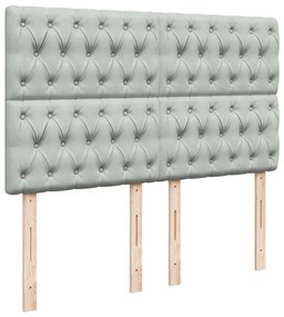 Κρεβάτι Boxspring με Στρώμα Ανοιχτό Γκρι 140x200 εκ. Βελούδινο - Γκρι