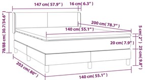 vidaXL Κρεβάτι Boxspring με Στρώμα Ανοιχτό Γκρι 140x200 εκ. Υφασμάτινο