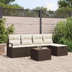 vidaXL Σετ Καναπέ Κήπου 6 pcs Καφέ και κρεμ 230 x 117 x 85 εκ.