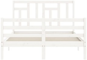 vidaXL Πλαίσιο Κρεβατιού με Κεφαλάρι Λευκό 140x200 εκ. Μασίφ Ξύλο