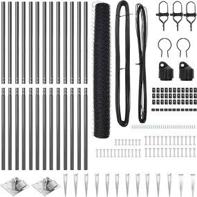 vidaXL Στύλος Περιφράξεων Γκρι 25 x 1,4 μ (50 mm πλέγμα)