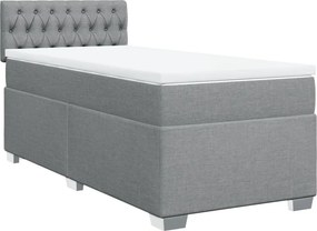 vidaXL Κρεβάτι Boxspring με Στρώμα Ανοιχτό Γκρι 80x200 εκ. Υφασμάτινο
