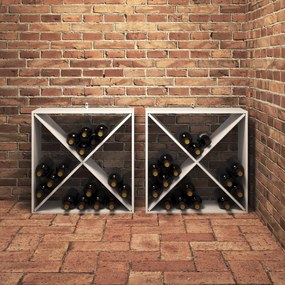vidaXL Ράφι Κρασιού 2 pcs Λευκό 62 x 25 x 62 cm Στερεά ξυλεία πεύκου