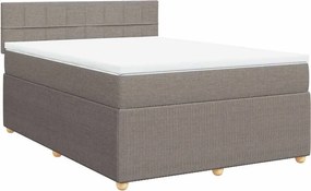 vidaXL Κρεβάτι Boxspring με Στρώμα Taupe 140x200 εκ. Υφασμάτινο