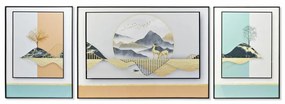 Σετ με 3 κάδρα DKD Home Decor Αλουμίνιο Ξύλο MDF 200 x 3 x 70 cm (3 Τεμάχια)