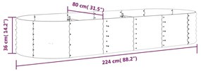 vidaXL Ζαρντινιέρα Ασημί 224x80x36 εκ. Ατσάλι με Ηλεκτρ. Βαφή Πούδρας