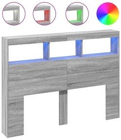 vidaXL Κεφαλάρι με Αποθηκ. Χώρο & LED Γκρι Sonoma 140x17x102 εκ.