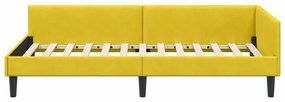 vidaXL Πλαϊνό Κρεβάτι Κίτρινο 90 x 190 cm Βελούδο και Στιβαρή ξυλεία